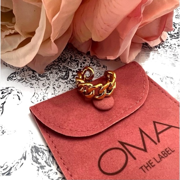 NWT OMA The Label Baba 18K Goldplated Chain Ring - Picture 4 of 14